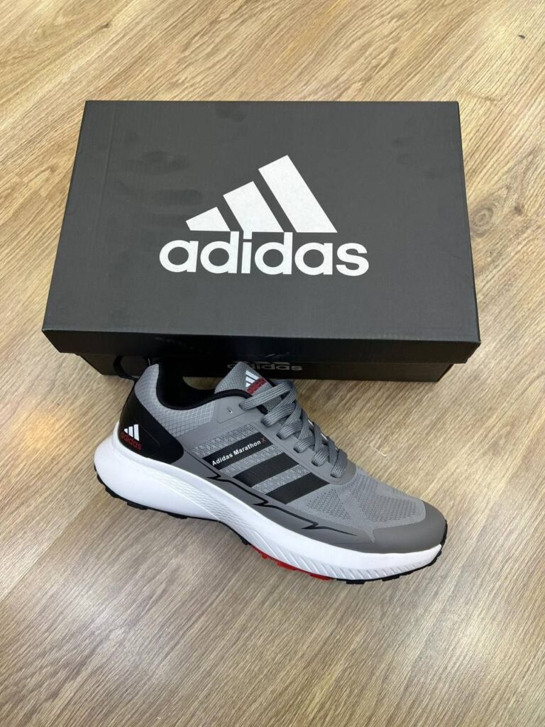 کفش ورزشی مردانه آدیداس ماراتن Adidas Marathon اصل وزن سبک زیره پیو PU رنگ طوسی مشکی