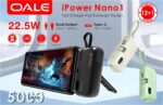 پاوربانک OALE iPower Nano 1 ظرفیت 5000 میلی‌آمپر با شارژ سریع 22.5 وات و خروجی Type-C و Lightning